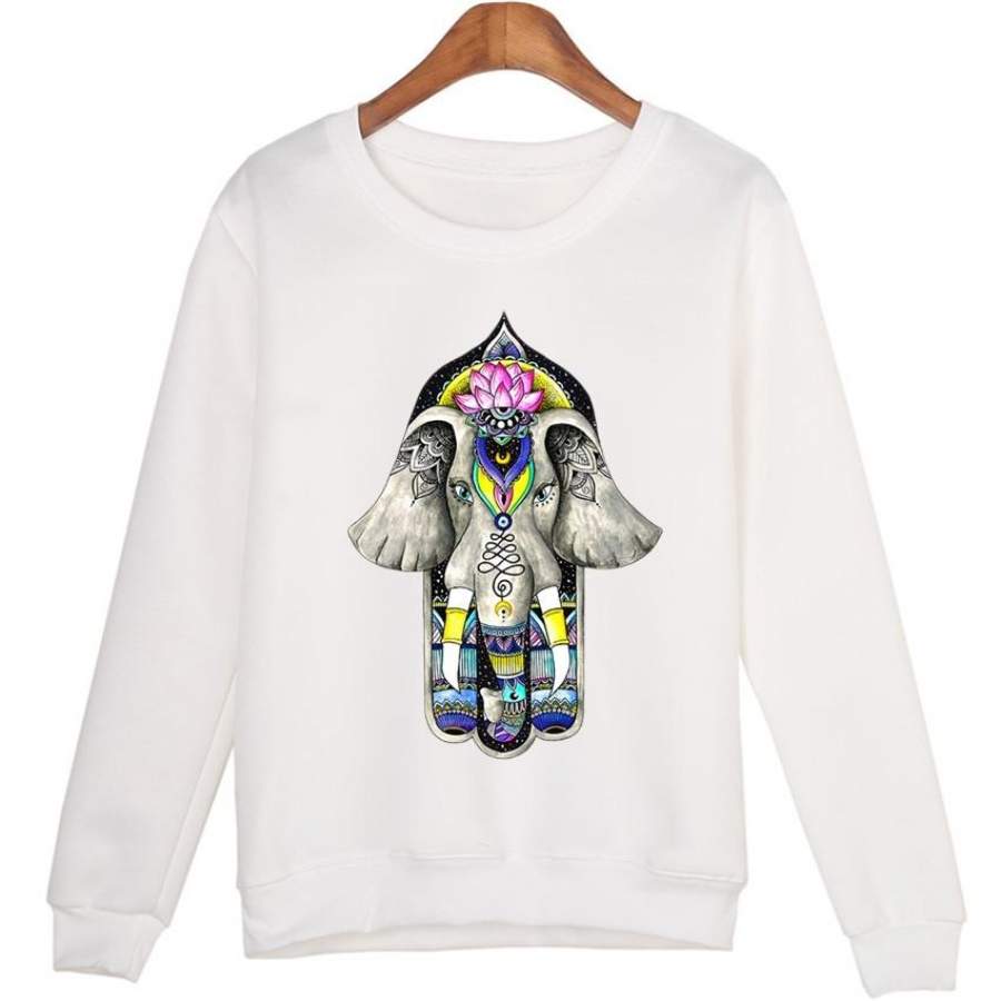 Fall fashion personality Harajuku elephant printing loose round neck sweatshirt