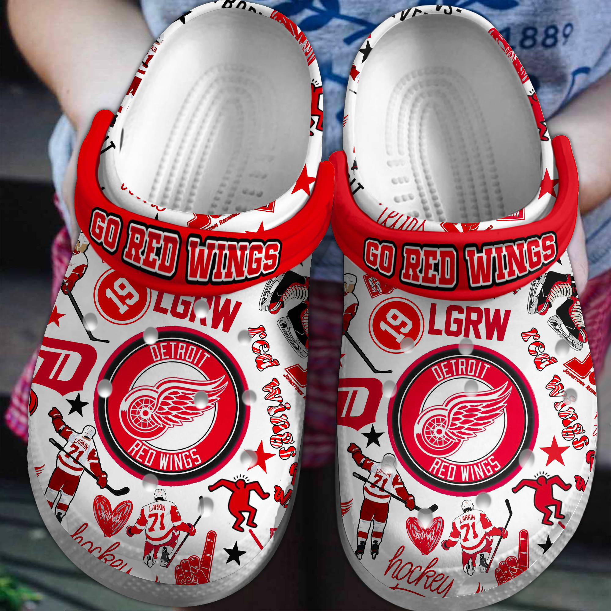 Detroit Red Wings NHL Sport Crocs Crocband Clogs Shoes Comfortable For Men Women and Kids 2