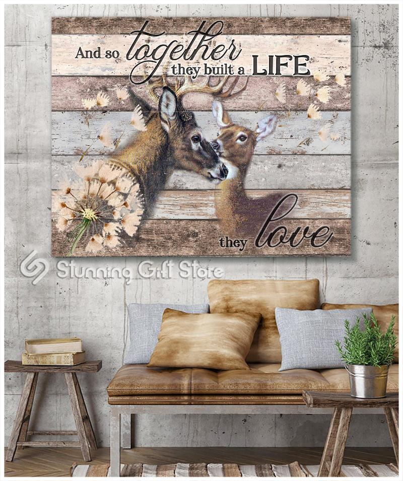 Stunning Gift Deer Canvas And So Together They Built The Life They Love Gift Idea For Married Couple