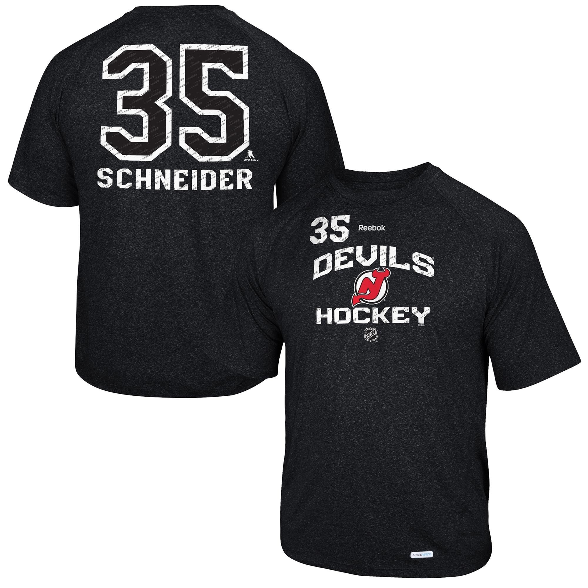 Cory Schneider New Jersey Devils Reebok No. 35 Locker Status Name & Number Speed Wick T-Shirt – Black