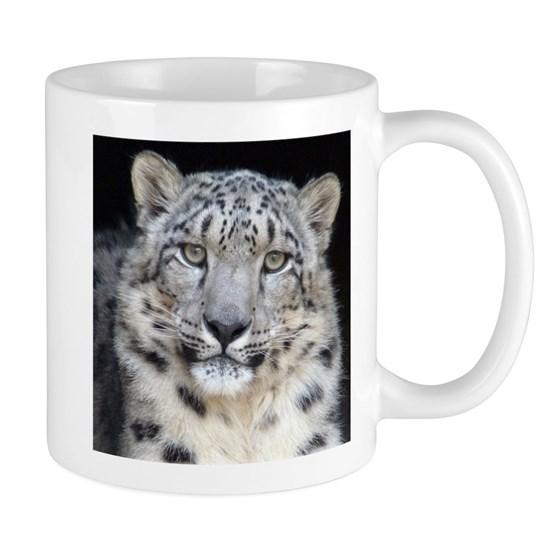 Snow Leopard Mug – Black Background