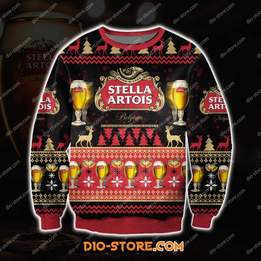 STELLA ARTOIS BEER 3D ALL OVER PRINT UGLY CHRISTMAS SWEATSHIRT