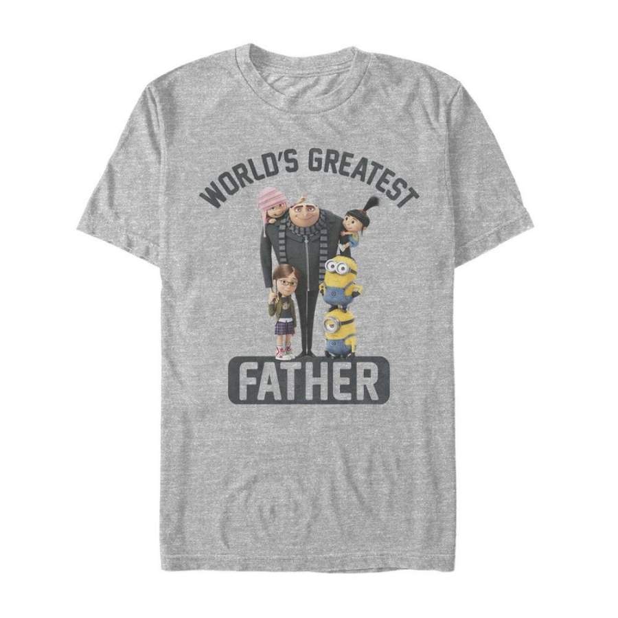 Despicable Me Men’s World’s Greatest Father  T Shirt Athletic Heather