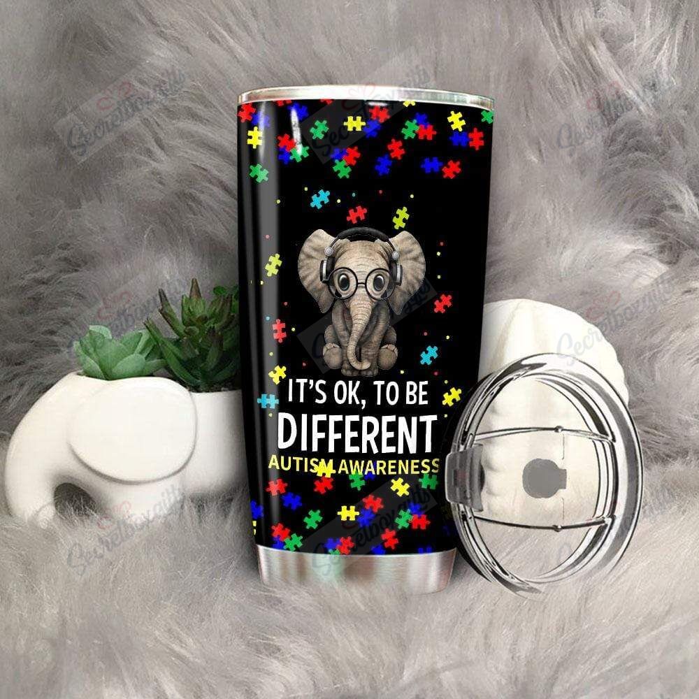 Personalized It Is Ok To Be Different Elephant Autism Awareness Nc2011404Cl Stainless Steel Tumbler Travel Customize Name, Text, Number, Image