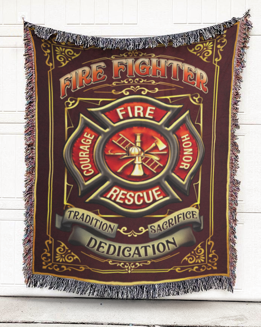 Woven Throw For Soldier Veteran’S Day Gift, For Fire Fighter, Cotton Blanket