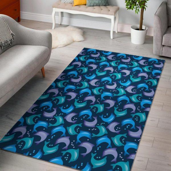 Dolphin Pattern Print Home Decor Rectangle Area Rug