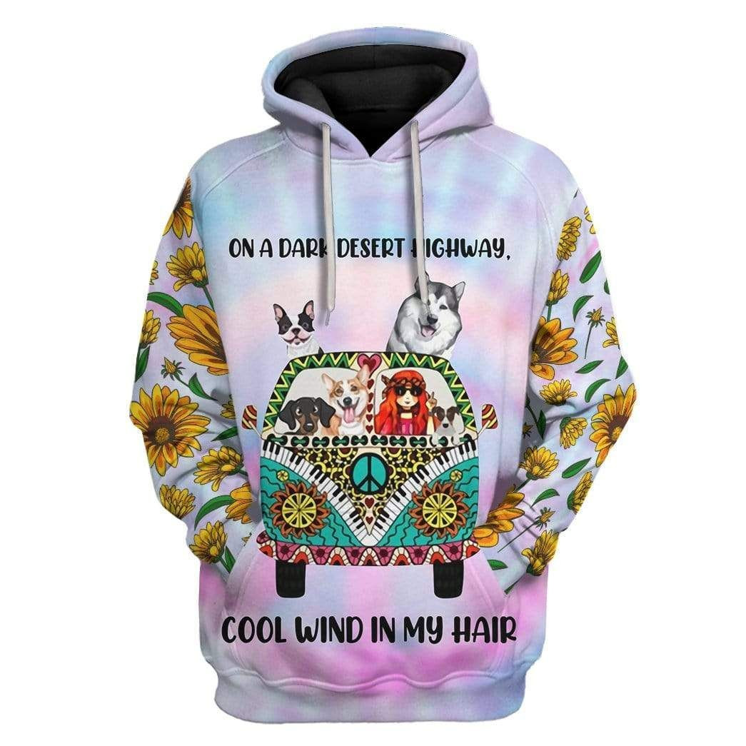 3D Hippie Dogs On A Dark Desert Highway Custom Hoodie Apparel
