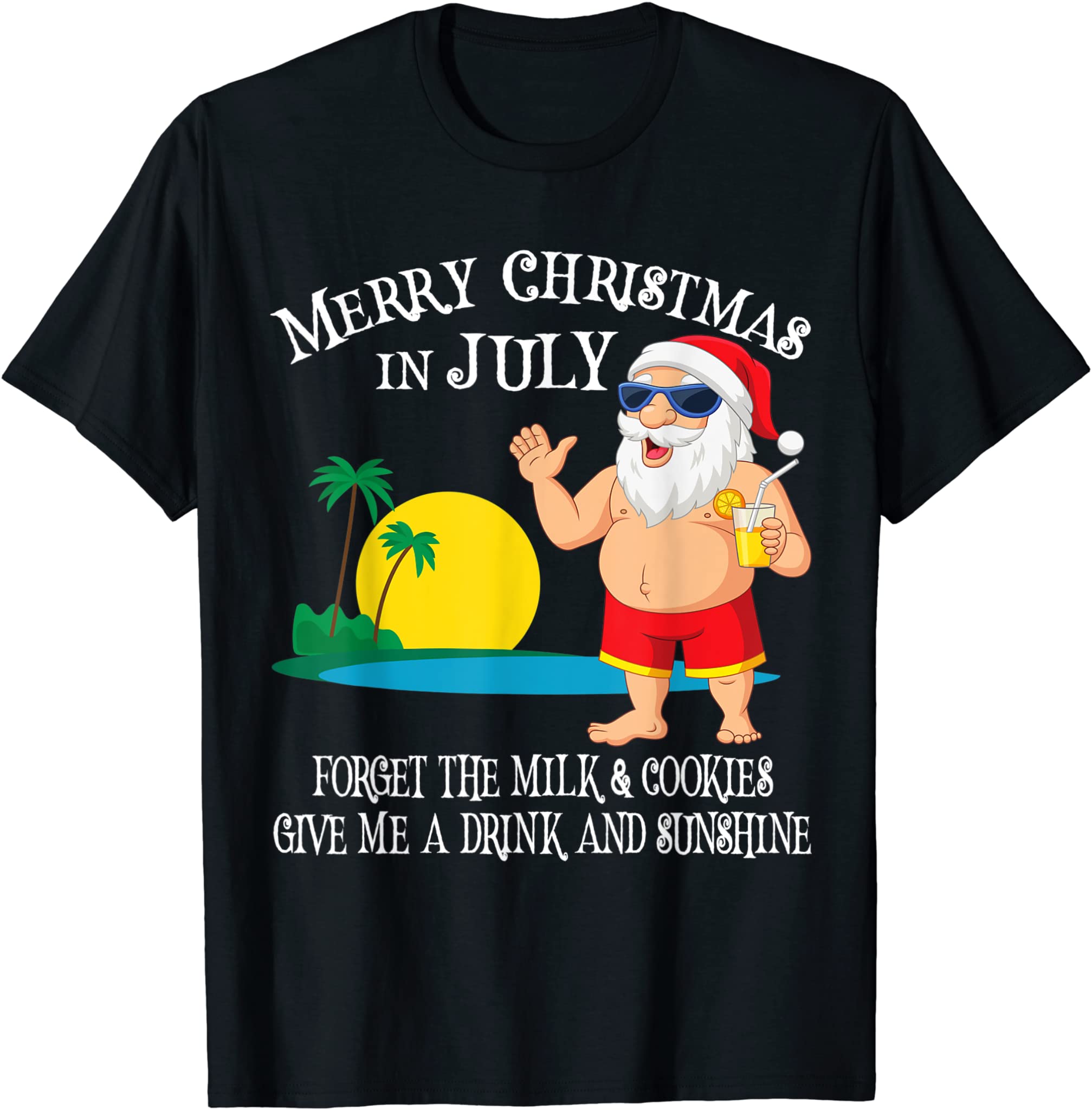 Christmas In July Pool Party Santa Men Women Vacation Gift T-Shirt