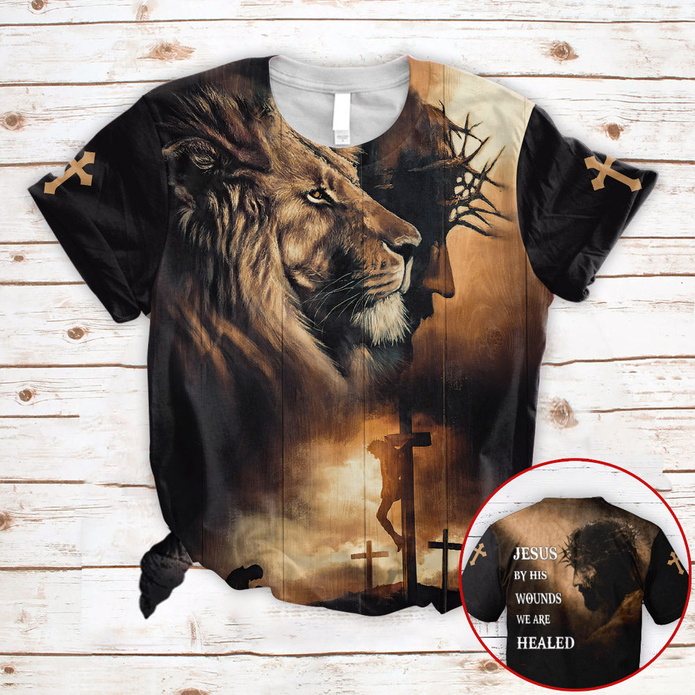 Jesus By His Wounds We Are Healed Jesus Christ And Christian Cross All Over Print Shirts For Men And Women Kl97