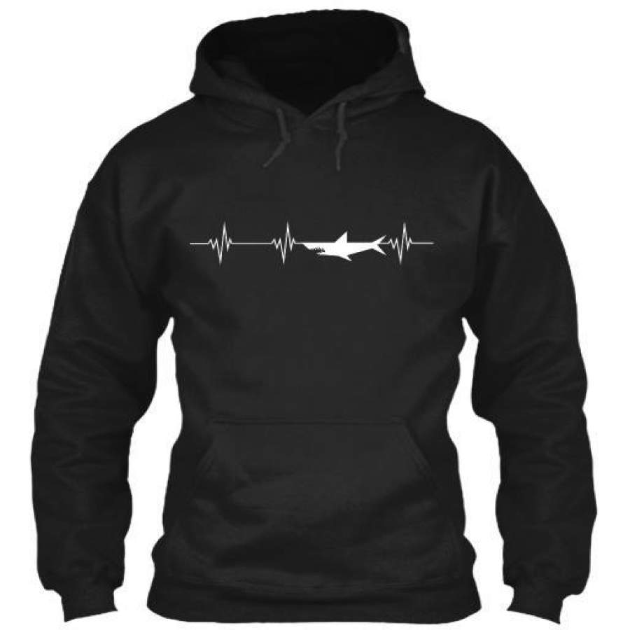 Shark Heartbeat Gildan Hoodie Sweatshirt