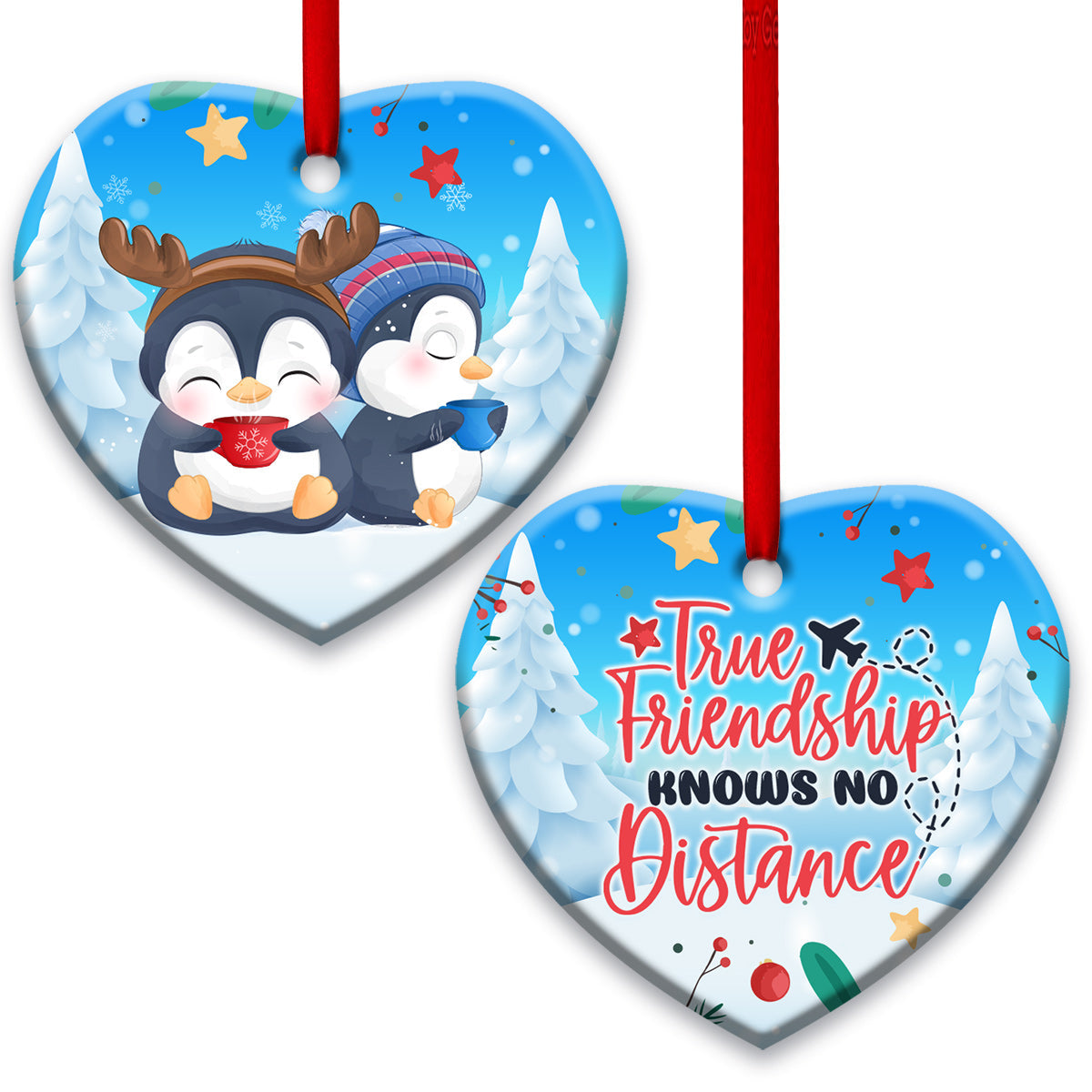 Penguin Bestie True Friendship – Heart Ornament