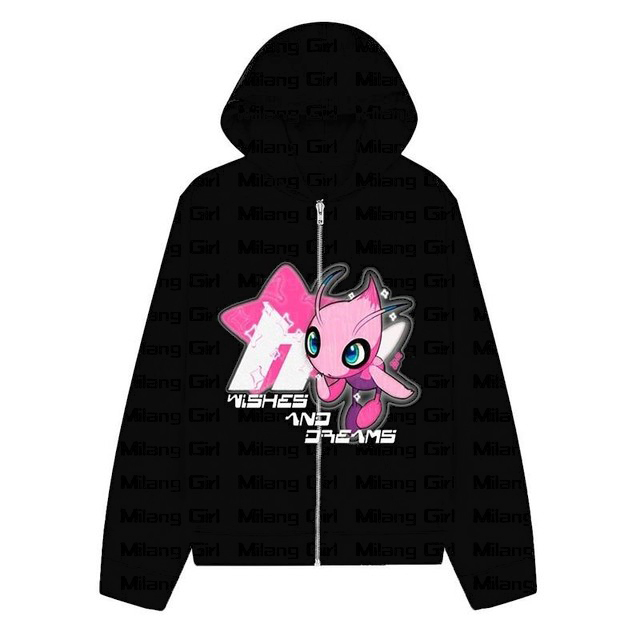 Anime Print Hoodie Women Harajuku Oversized Retro Casual Cartoon Zipper Sweatshirt Fashion Trend High Street Hip Hop y2k Hoodies alx