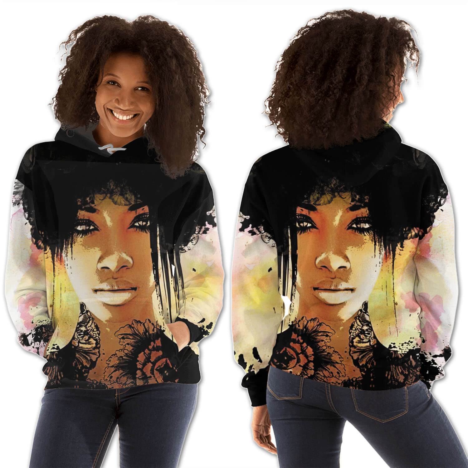 African American Hoodies Beautiful African American Female All Over Print Womens Hooded Sweatshirt African Clothing For Women BPS96989