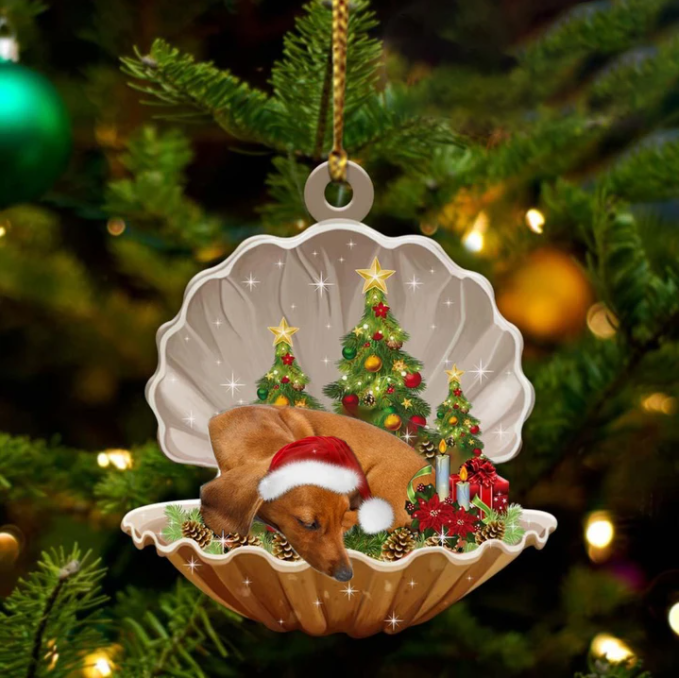 Dachshund-Sleeping Pearl In Christmas Two Sided Ornament