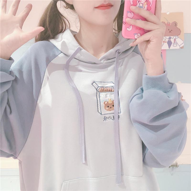 Cute Kawaii Bunny Hoodie pink Women Korean Style Sweatshirt 2021 Sweet Y2k Fashion Long Sleeve Winter Plus Velvet Warm Tops Girl alx