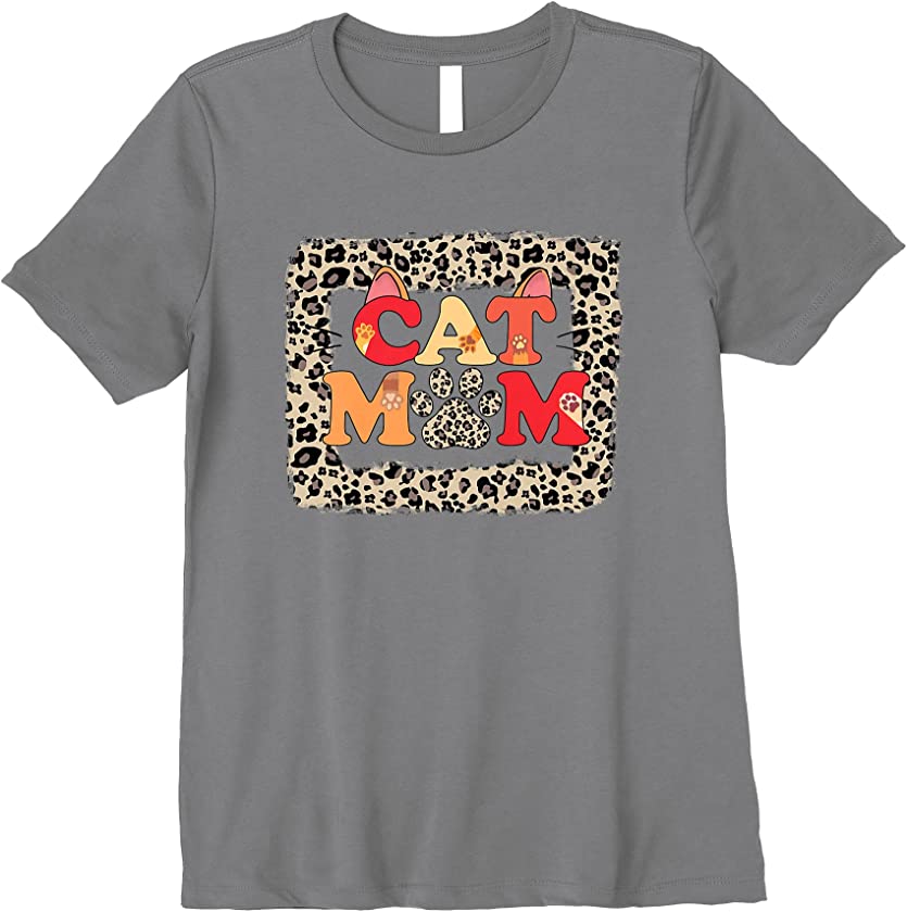 Womens Cat Mom leopard Mom Pets Kitten Paw lover cat mother Premium T-Shirt