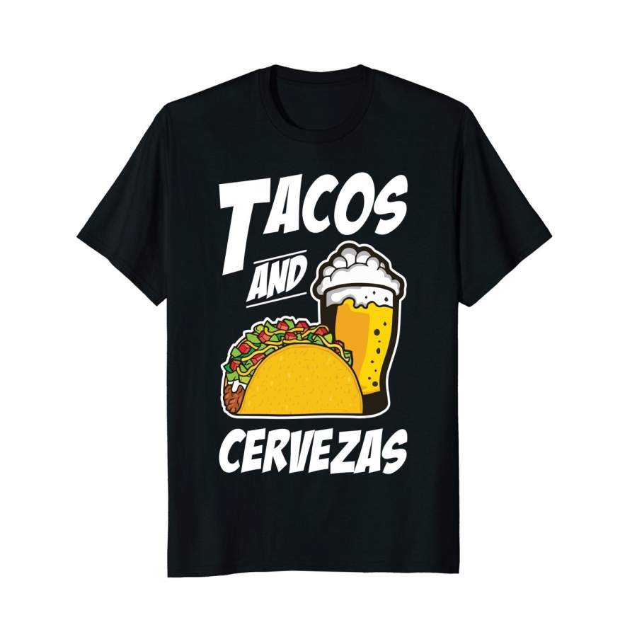 Tacos And Cervezas Funny Cinco De Mayo Mexican Pride T-Shirt Men Fashion Cotton T-Shirts