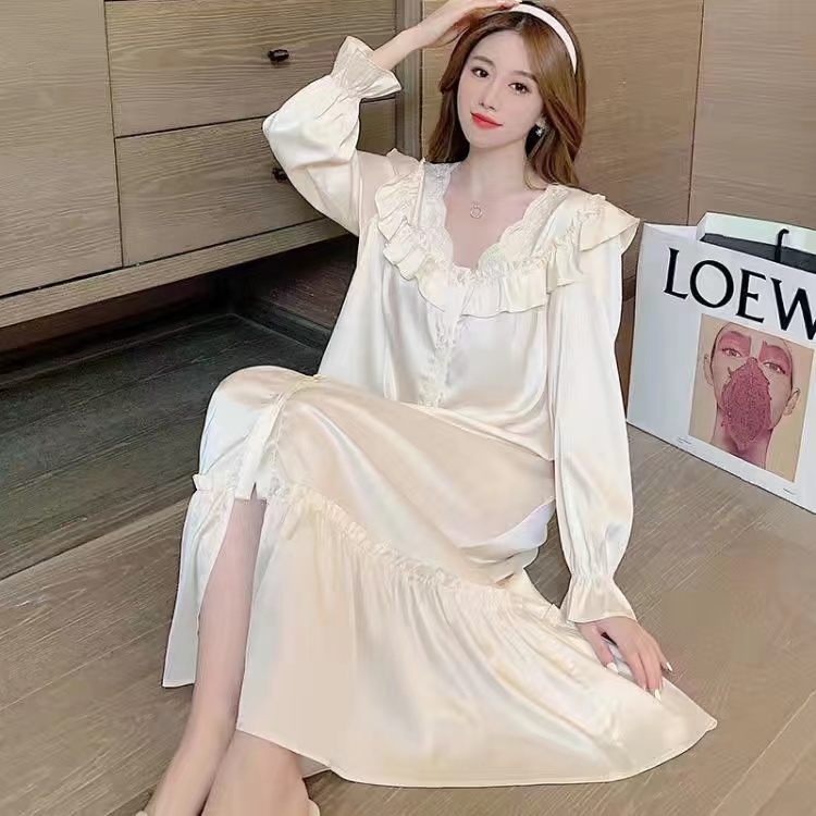 Summer Women’s Sleepwear French Princess Antique Dress Sleepshirts Vintage Ladies Girl’s Sweet Style Lace Nightgown Nightdress alx