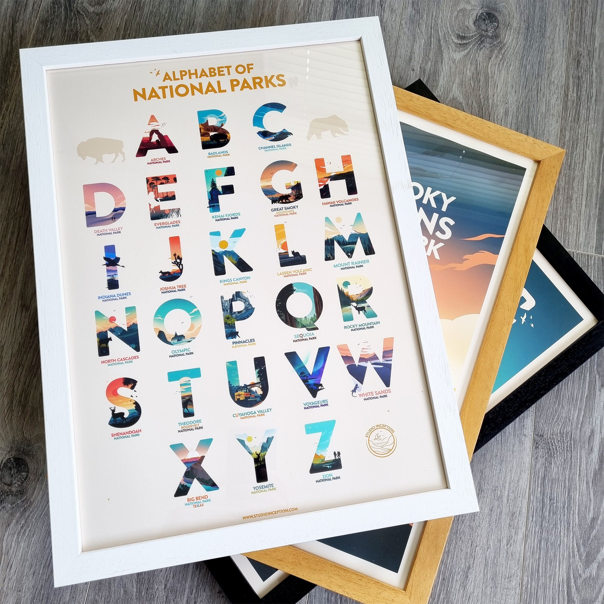 National Park Alphabet Print, Alphabet Poster, National Park Nursery Print, Kids Room Decor, Playroom Decor, Art Print