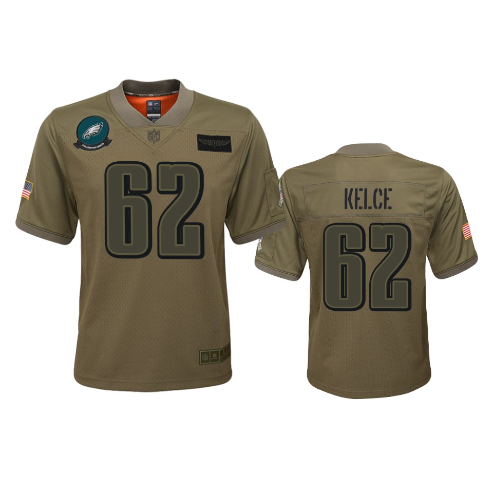 Youth Philadelphia Eagles Jason Kelce Camo 2019 Salute To Service Game Jersey