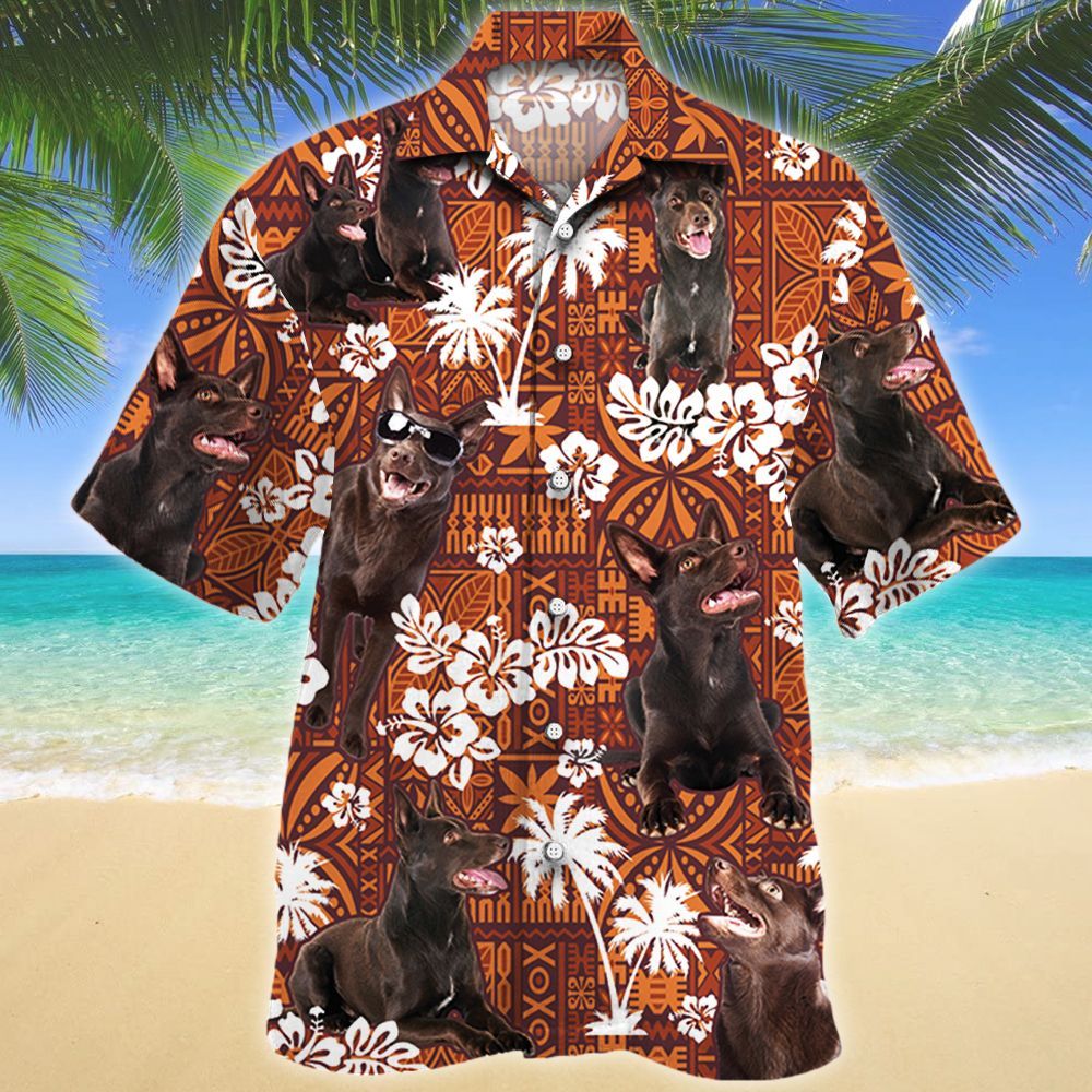 Australian Kelpie Dog Lovers Red Tribal Pattern Hawaiian Shirt Ha80453