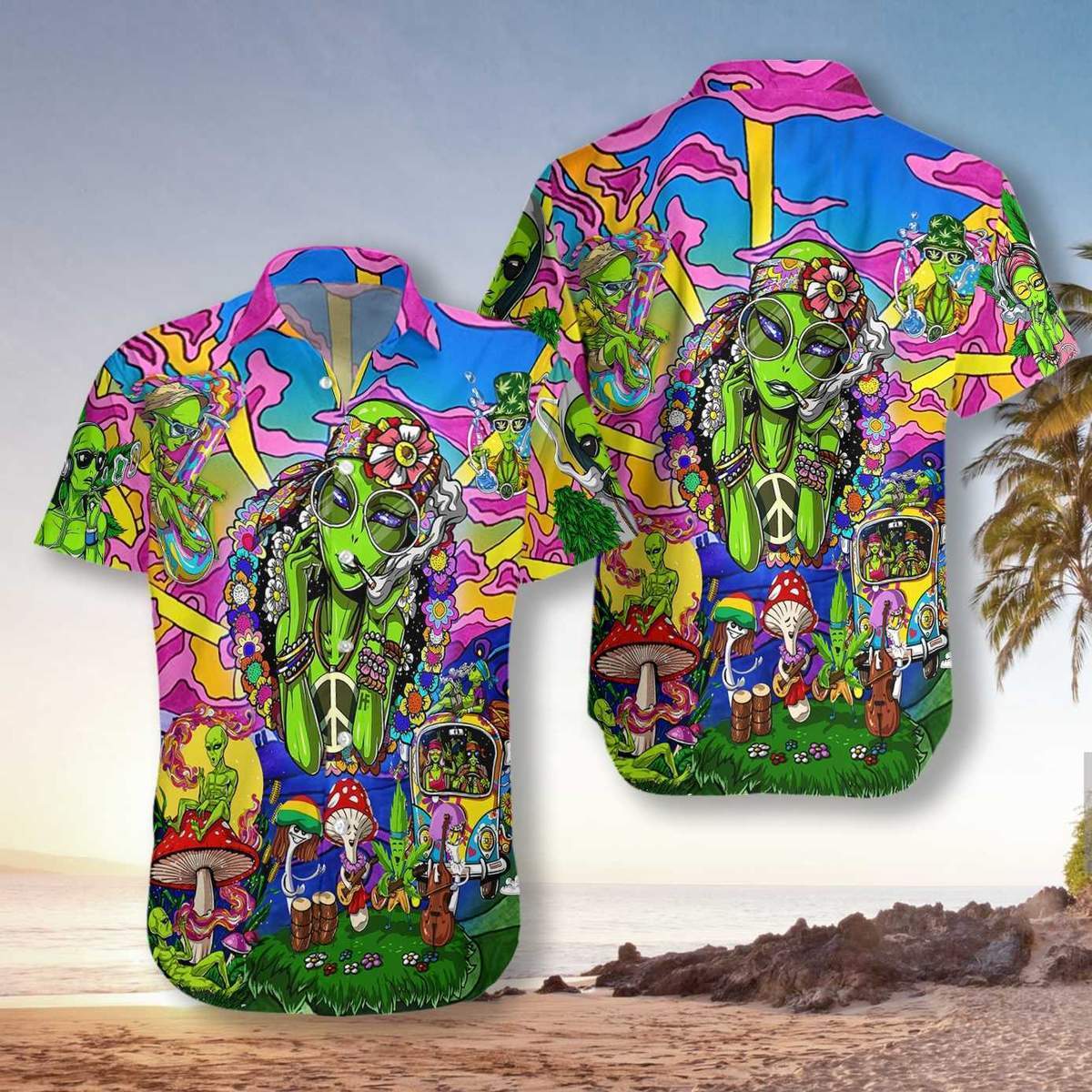 Hippie Alien Hawaii Shirt For Men Women Adult Ha91742