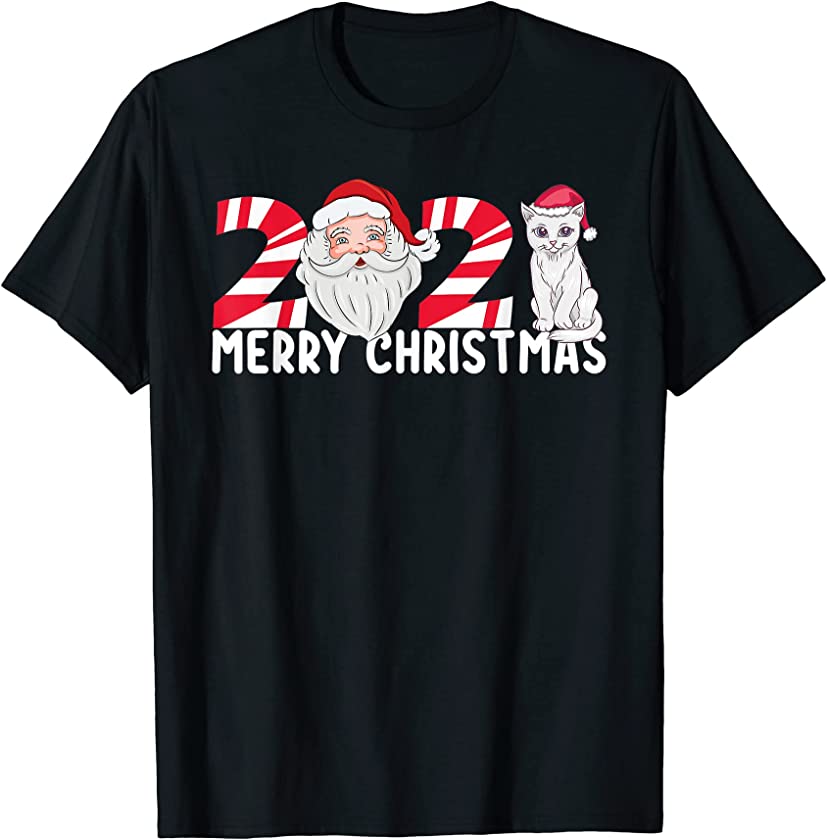 Merry Christmas 2021 Cat Kitten Matching Family Christmas T-Shirt