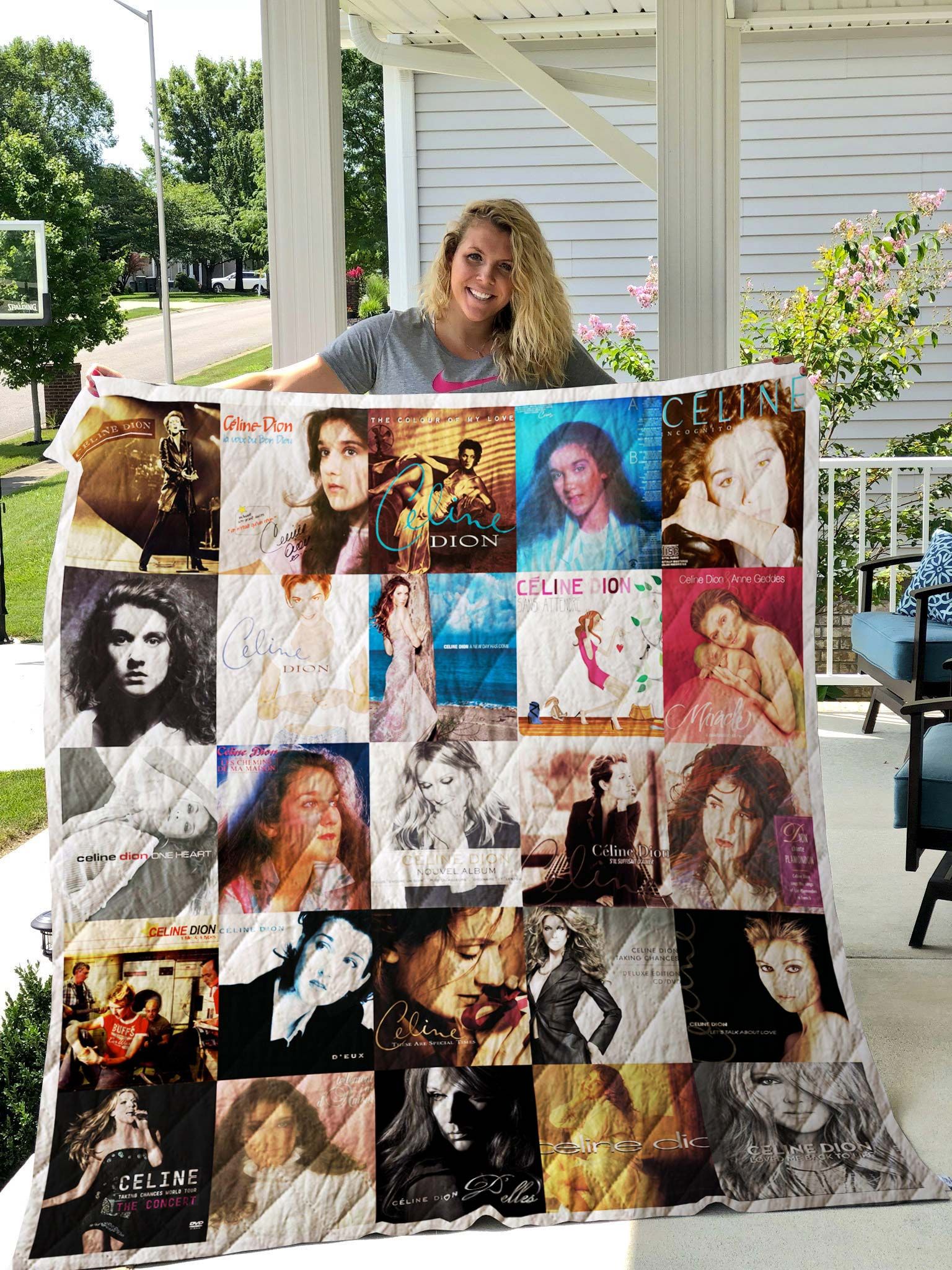 Cline Dion Albums Quilt Blanket