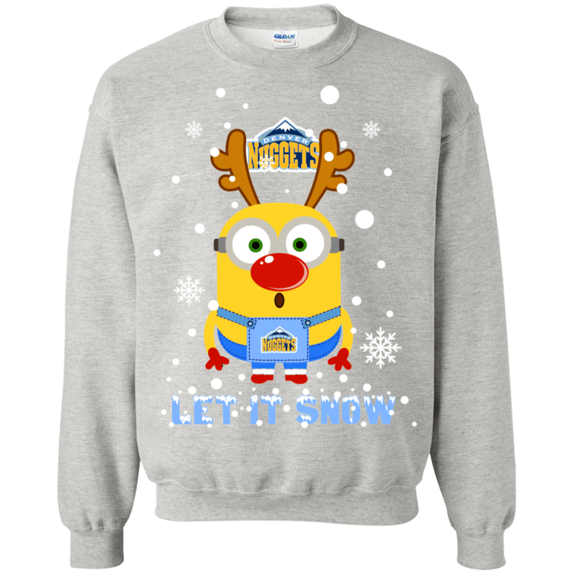 Check out this awesome Minion Denver Nuggets Ugly Christmas Sweaters Let It Snow Sweatshirt