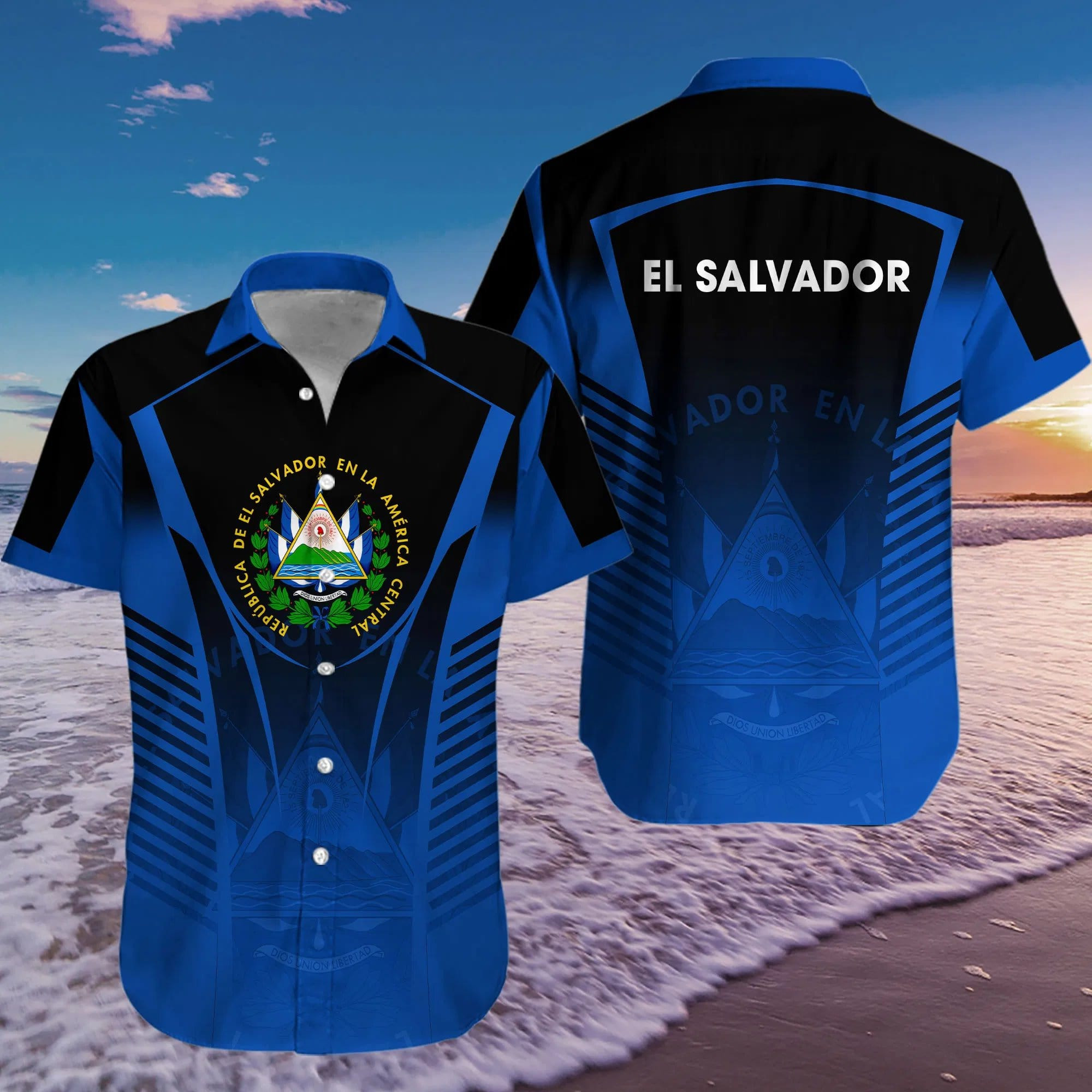 Amazing El Salvador America Navy Pattern Hawaii Shirts Dh Ha45683