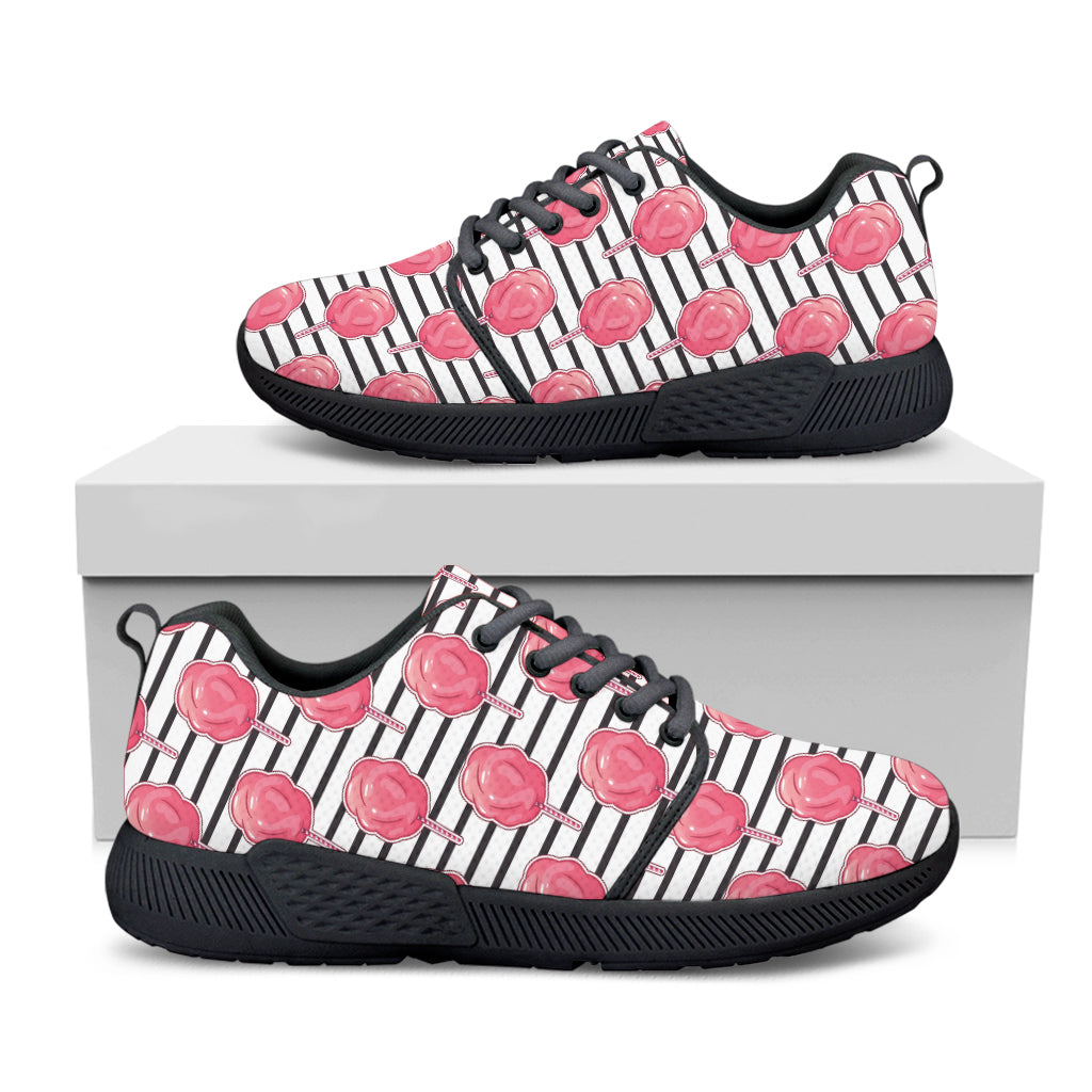 Cotton Candy Striped Pattern Print Black Athletic Shoes