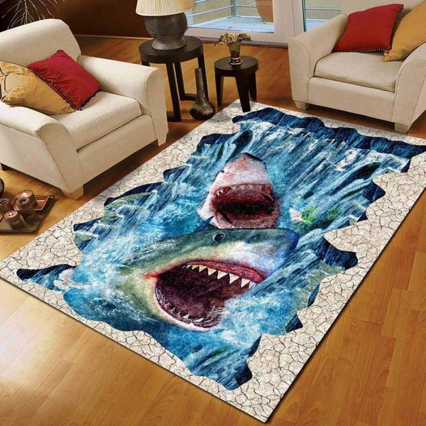 Wow Shark Rectangle Rug 11