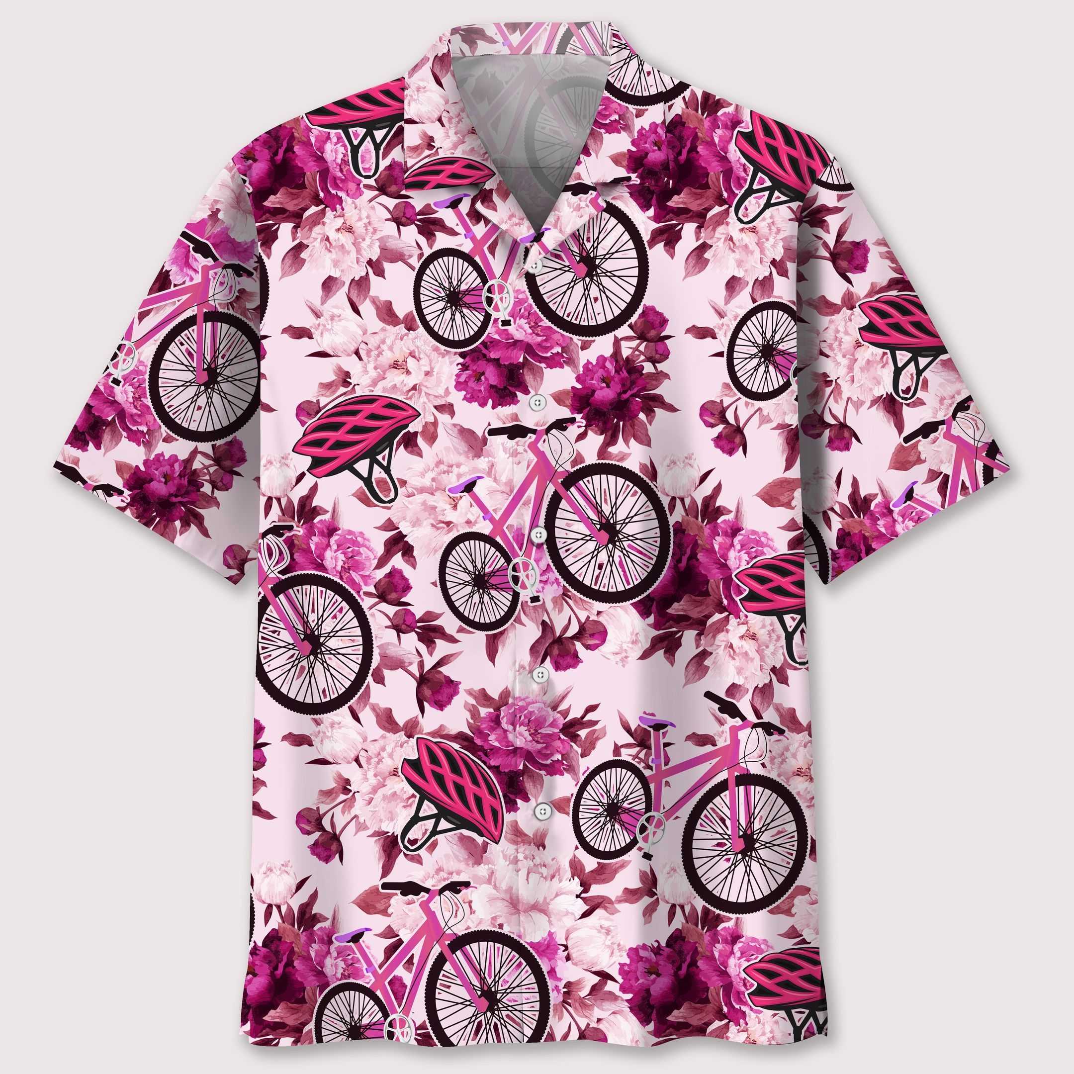 Cycling Pink Flower Hawaiian Shirt Ha46566