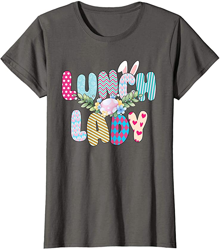 Womens Lunch Lady Bunny Easter Sunday Cute Lunch Day Easter Day T-Shirt