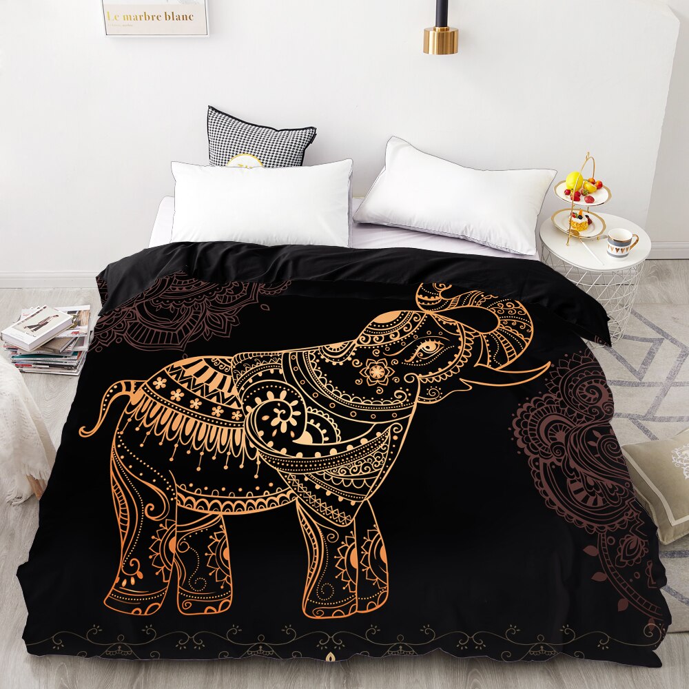 3D Hd Digital Printing Custom Duvet Cover,//Blanket Case Queen King Bedding 220×240,Bedclothes Golden Elephant