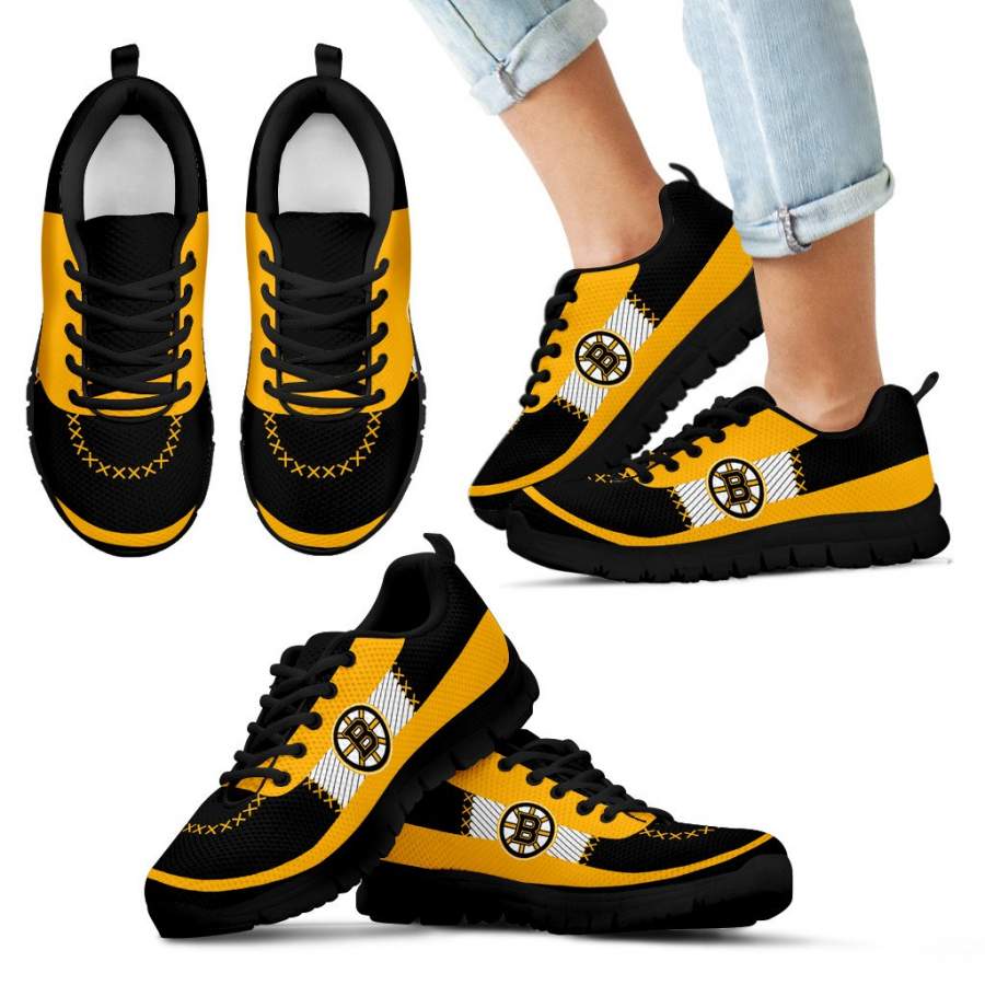 Cross Thread Seamless Beautiful Logo Boston Bruins Sneakers