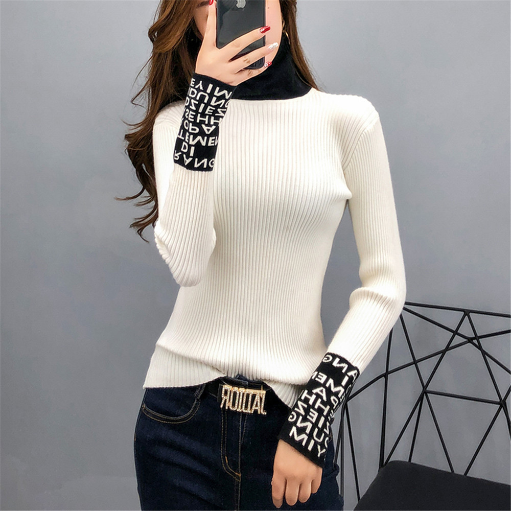 Spring Autumn2020 Knitwear Sweater Women Long Sleeved Women Sweaters And Pullovers Turtleneck Slim Sweaters Ladies Knitted alx