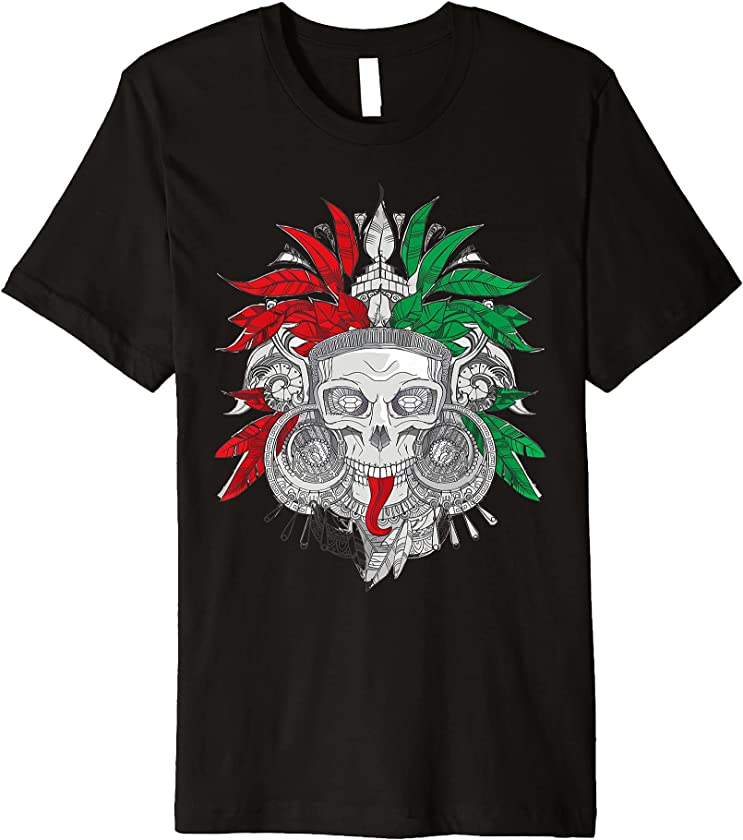 Ancient Aztec Mexican Skull Art Maya Mask Calavera Azteca Premium T-Shirt