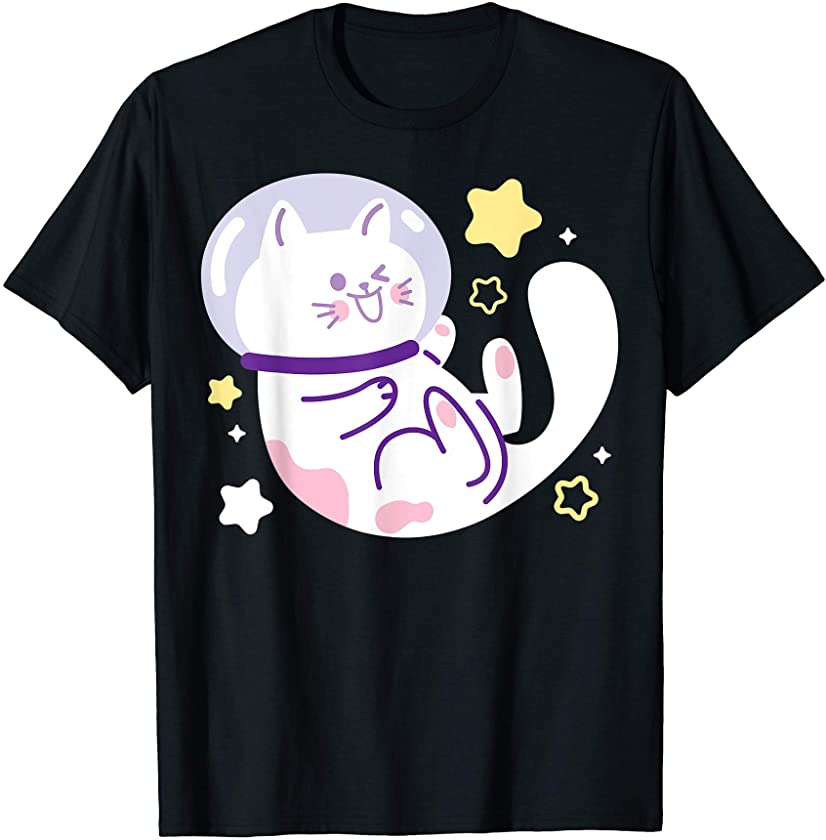 Cute Space Cat Kitten Lover Pet Owner Cool Funny Gift T-Shirt