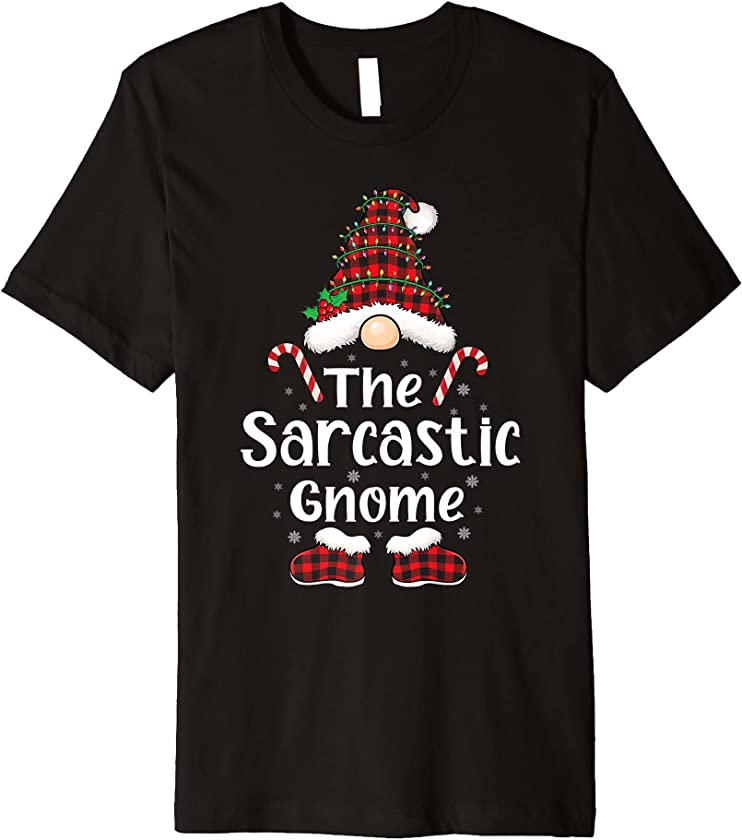 Check plaid pattern pajama sarcastic gnome Christmas gnome Premium T-Shirt