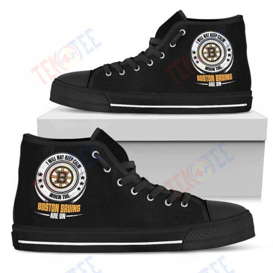 Mens Womens I Will Not Keep Calm Amazing Sporty Boston Bruins High Top Shoes TMT851