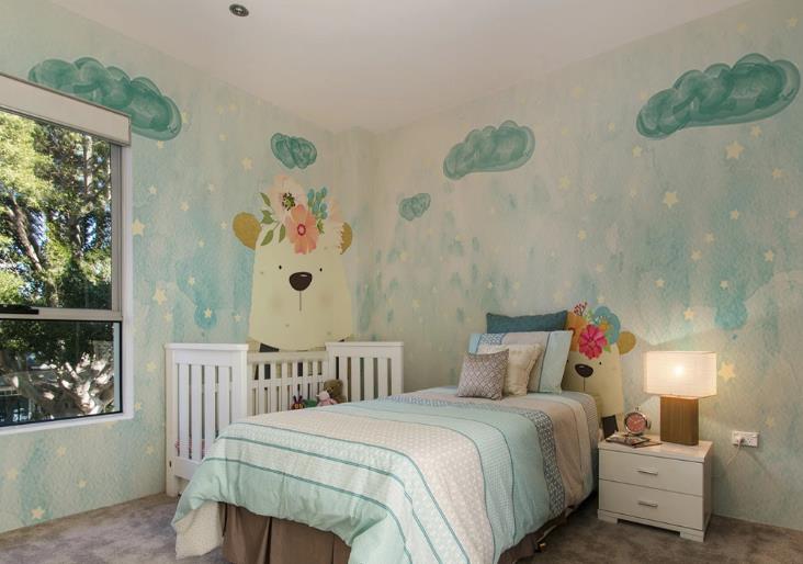 3D Watercolor Animal Bear Cloud Snowflake Wall Mural Wallpaper Lqh 294