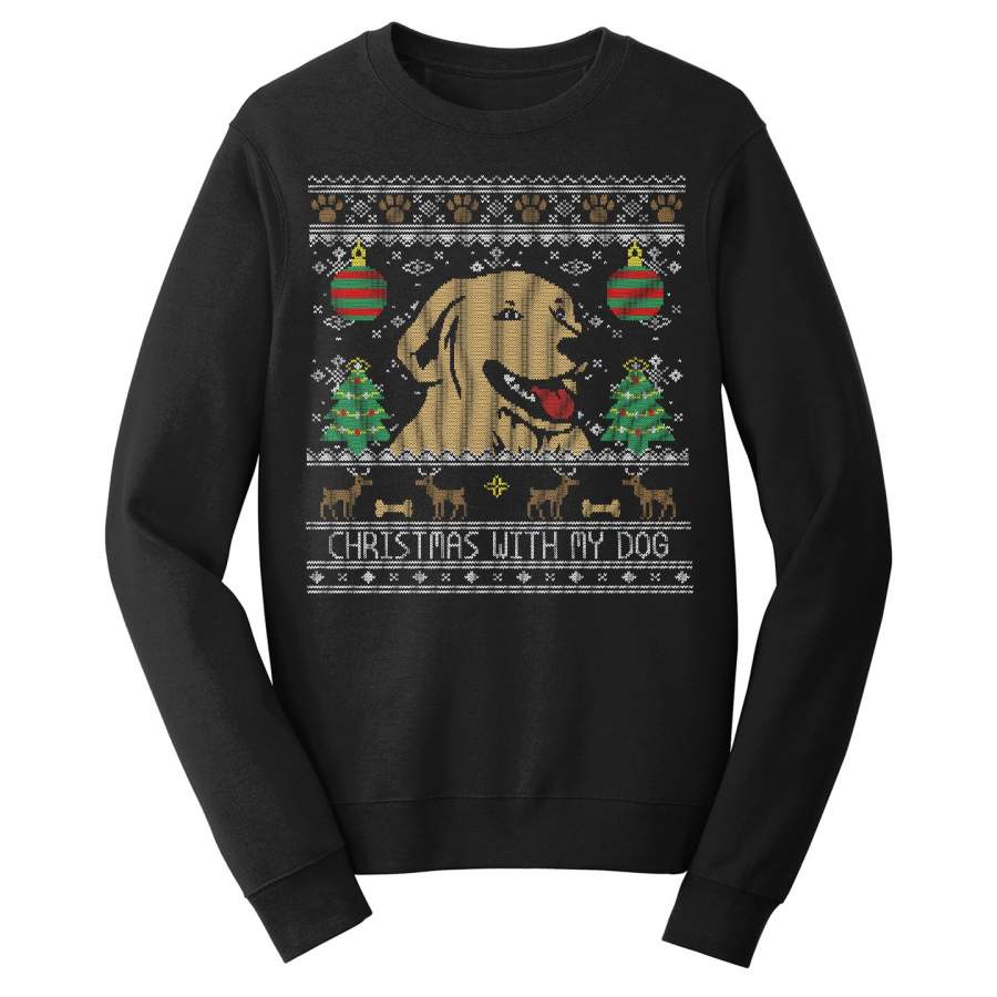 Ugly Christmas Yellow Lab – Adult Unisex Crewneck Sweatshirt