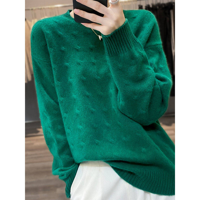 2022 Autumn Winter Thicker Cashmere O-Neck Sweaters For Women 100% Pure Wool Knitted Long Sleeve Knitwear New Female Jumpers alx