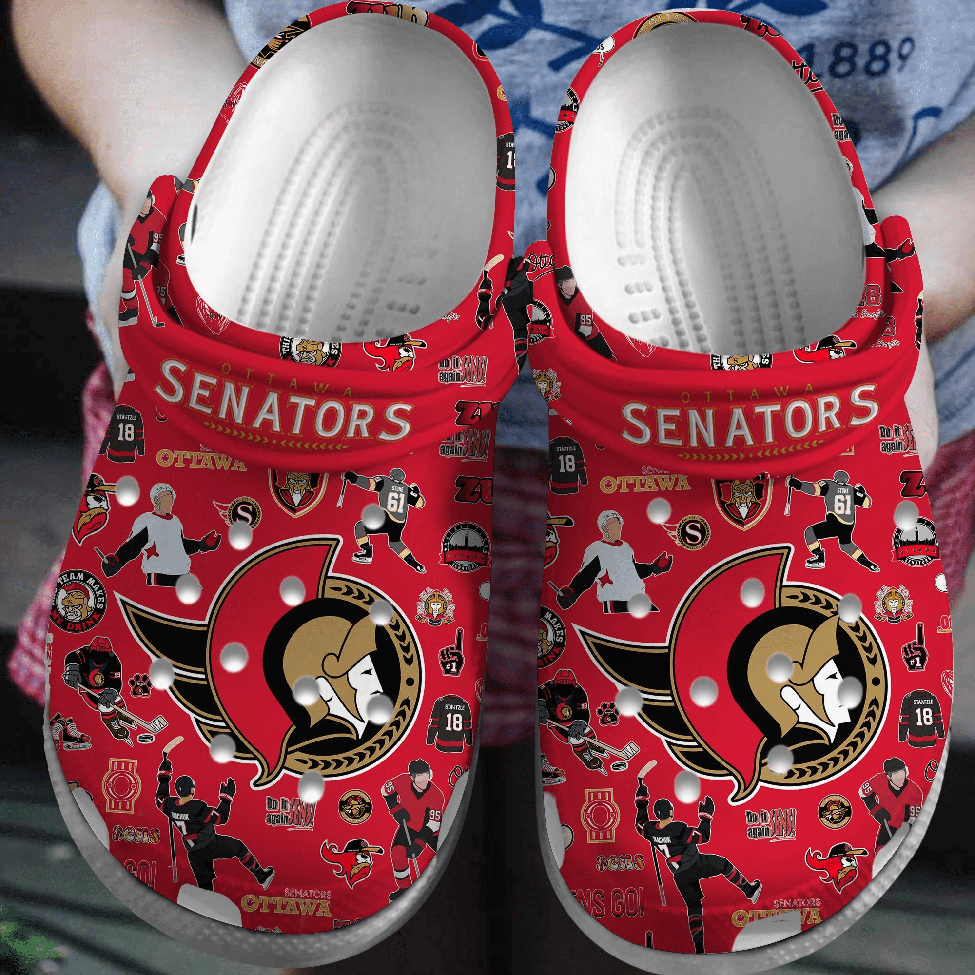 Ottawa Senators NHL Sport Crocss Crocband Clogs Shoes Comfortable For Men Women and Kids