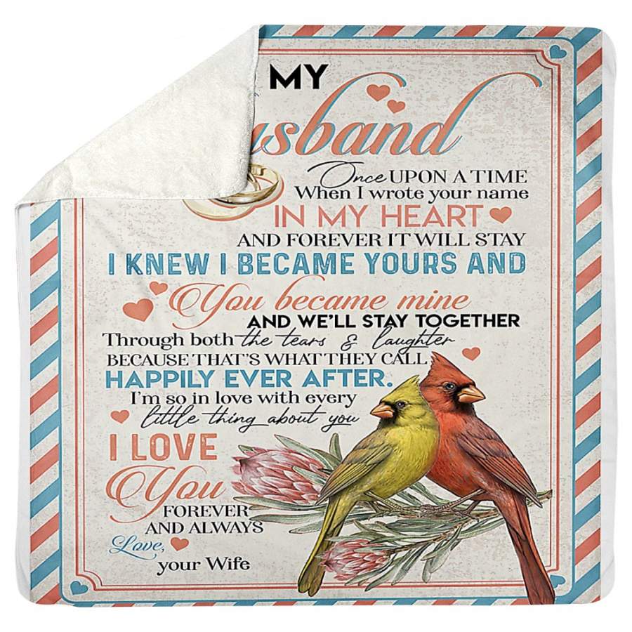 Cardinal Message To My Husband Anniversary Gift Sherpa Blanket