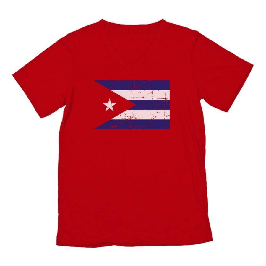 Cuba Flag – Vintage Retro Cuban V-Neck T-Shirt