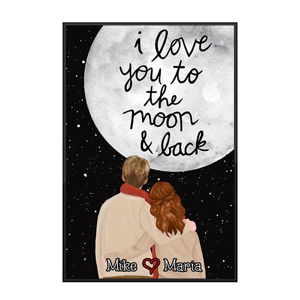 Custom Personalized hairstyle name Valentine’s day wall prints poster gift ideas for room him boyfriend husband her girlfriend wife couple – To The Moon & Back TY2512 – Personalizedwitch
