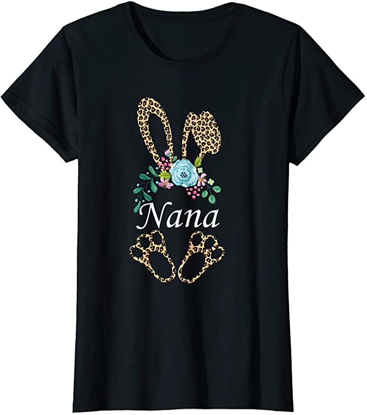 Womens Mother’s Day Easter Flower Nana Leopard Bunny – Grandma T-Shirt