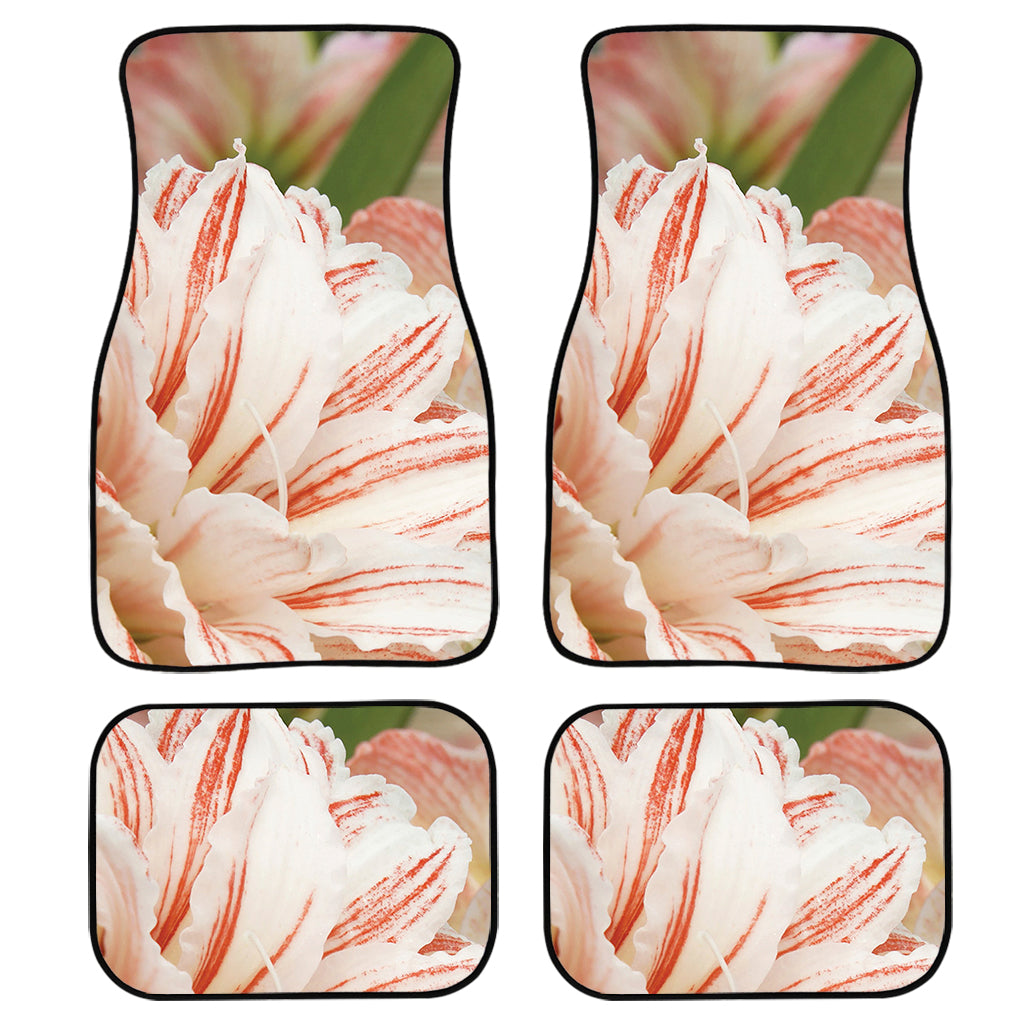 White And Pink Amaryllis Print Front And Back Car Floor Mats, Front Car Mat